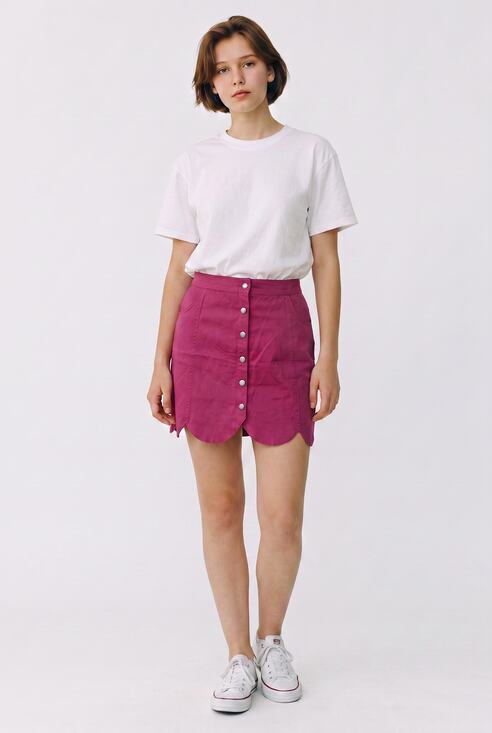 Red Camel Dresses & Skirts - Red Camel Scalloped Button Front Mini Skirt Trendy A Line Festival Style XS Edgy